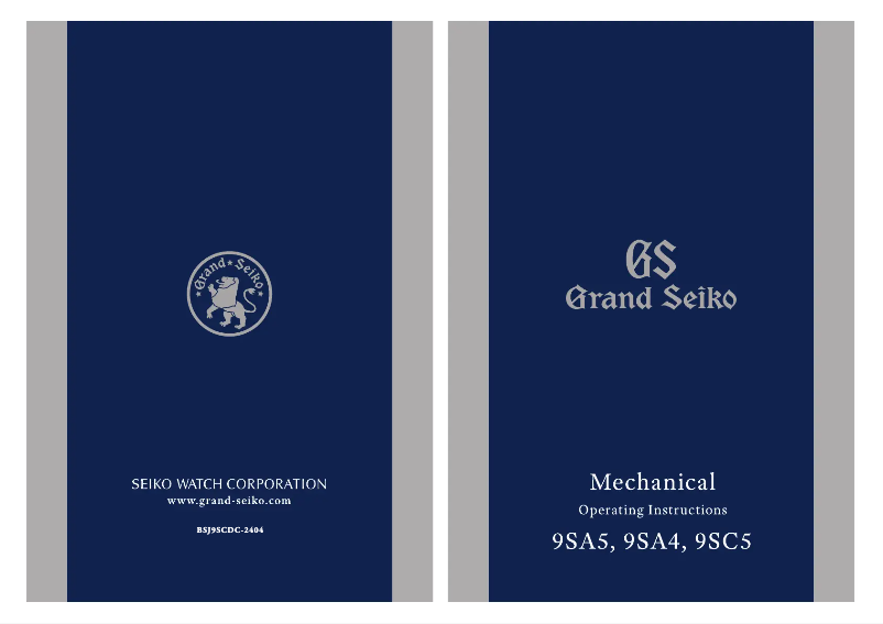 Page 1 de la notice Manuel utilisateur Grand Seiko 9SA4