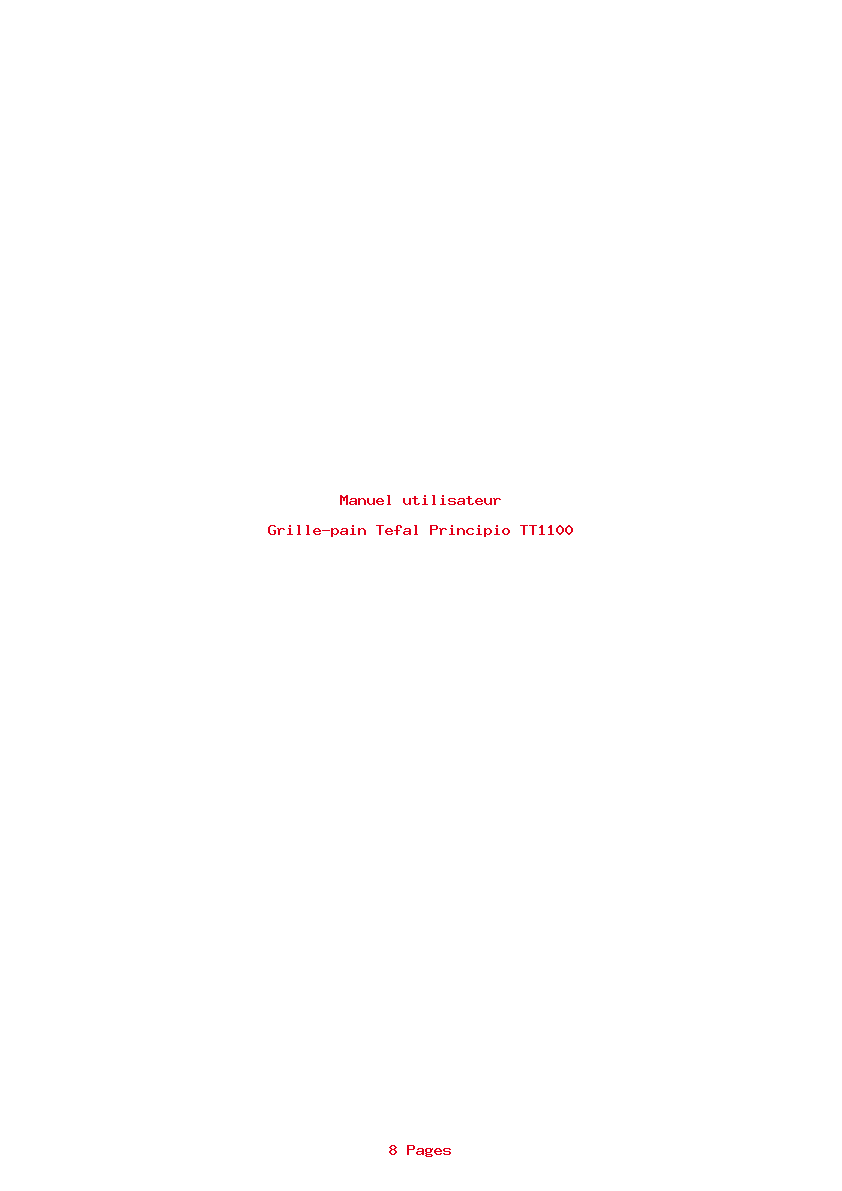 Page 1 de la notice Manuel utilisateur Tefal Principio TT1100