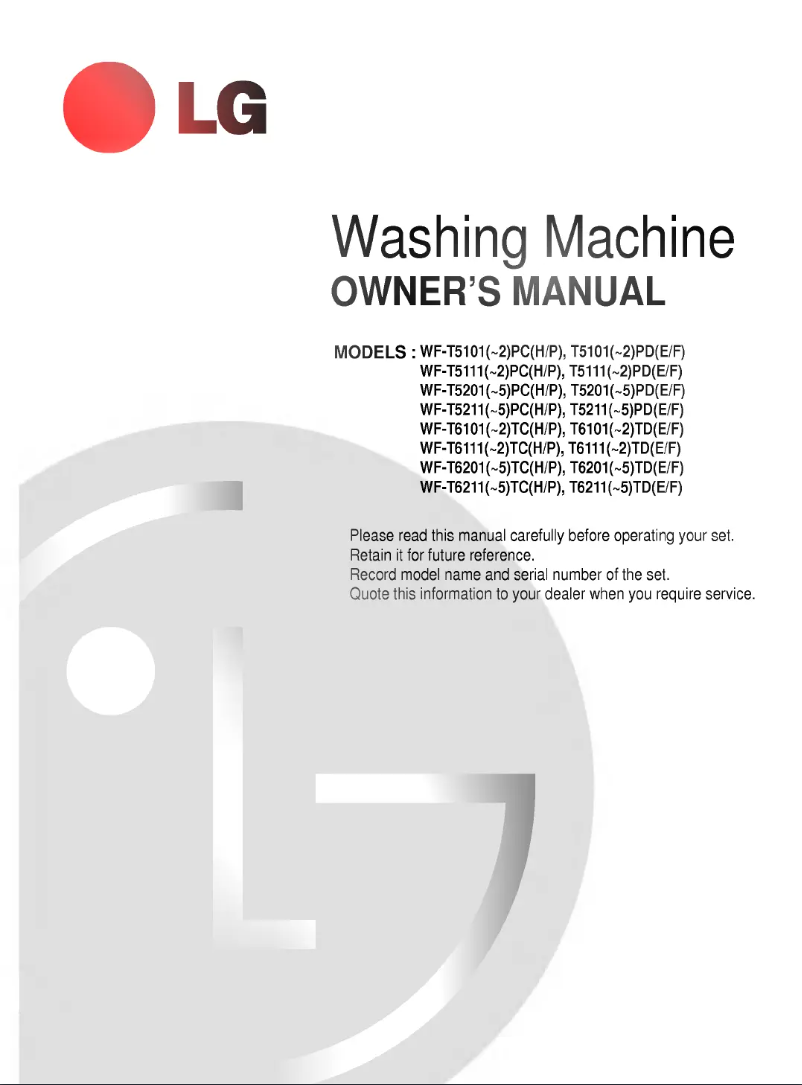 Page 1 de la notice Manuel utilisateur LG WF-T5102PP