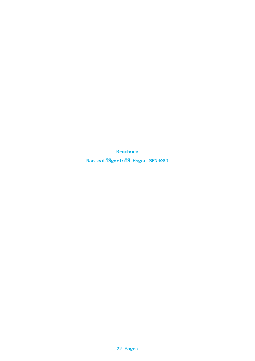 Page 1 de la notice Brochure Hager SPN408D