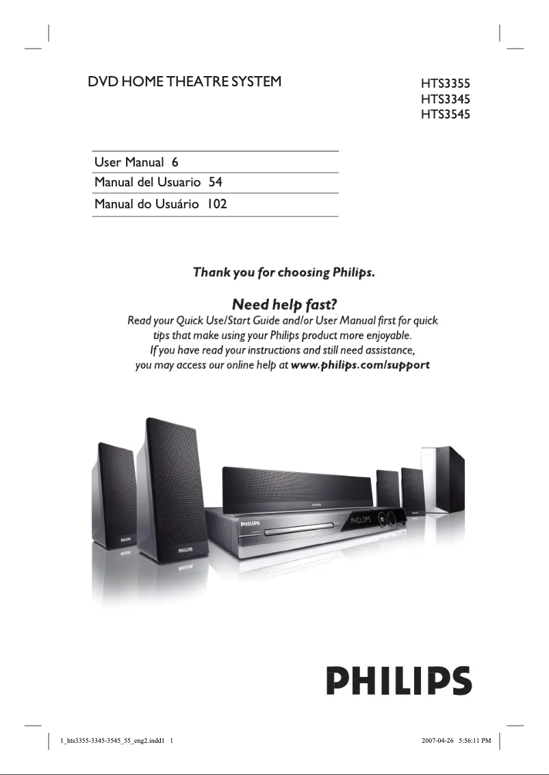 Page n°1 - Mode d'emploi Philips HTS3355