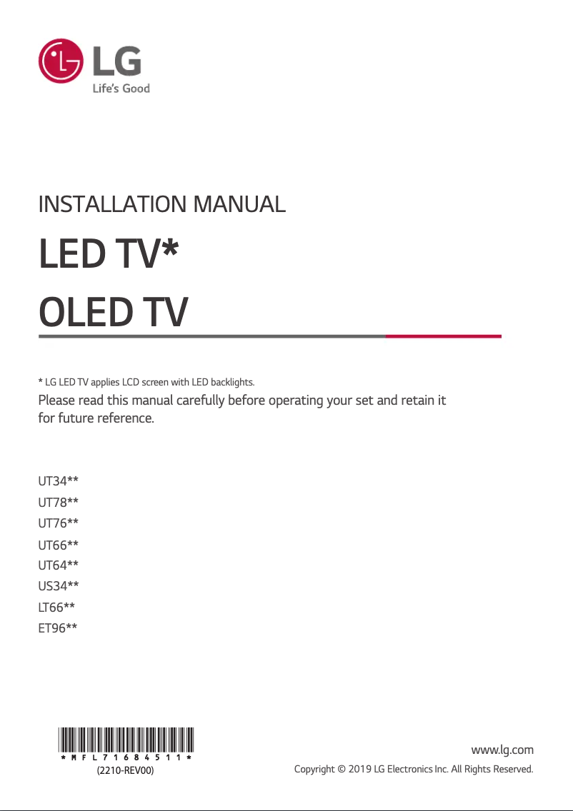 Page 1 de la notice Manuel utilisateur LG 43UT782H0ZA