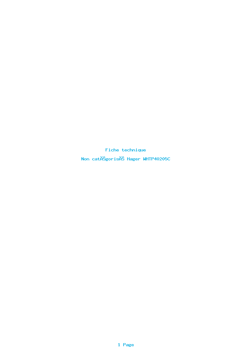 Page 1 de la notice Fiche technique Hager WHTP40205C