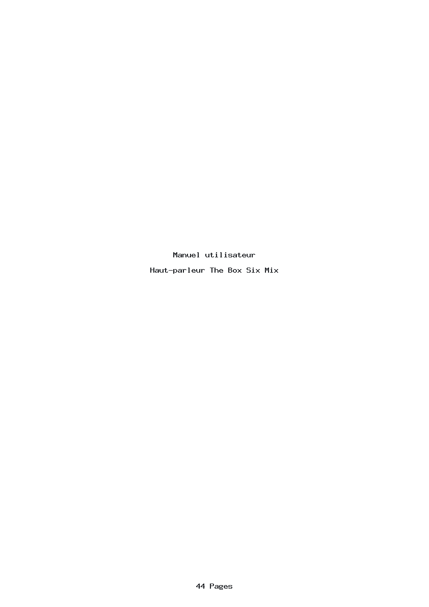 Page 1 de la notice Manuel utilisateur The Box Six Mix