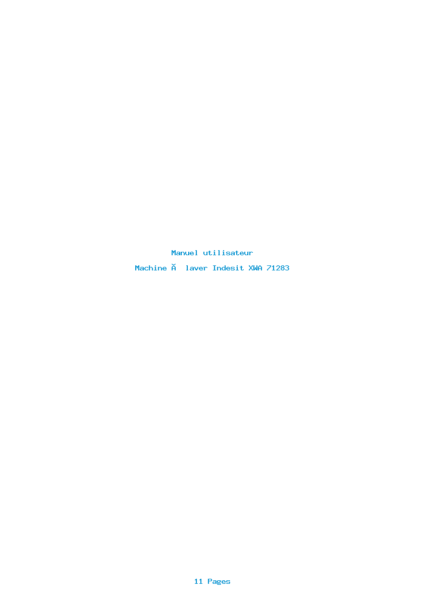Page 1 de la notice Manuel utilisateur Indesit XWA 71283