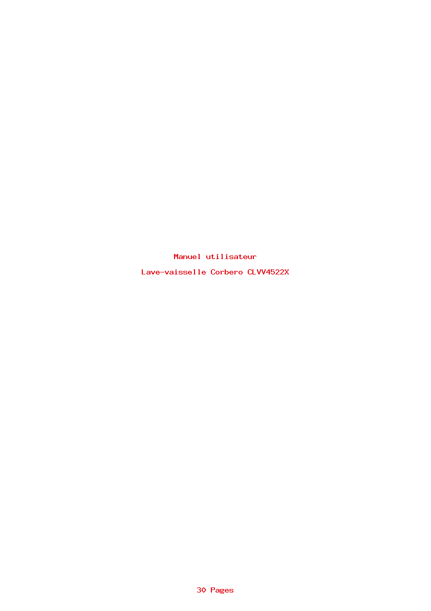 Page 1 de la notice Manuel utilisateur Corbero CLVV4522X