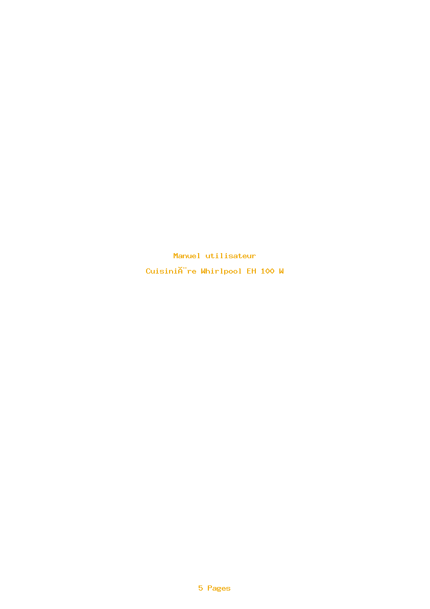 Page 1 de la notice Manuel utilisateur Whirlpool EH 100 W