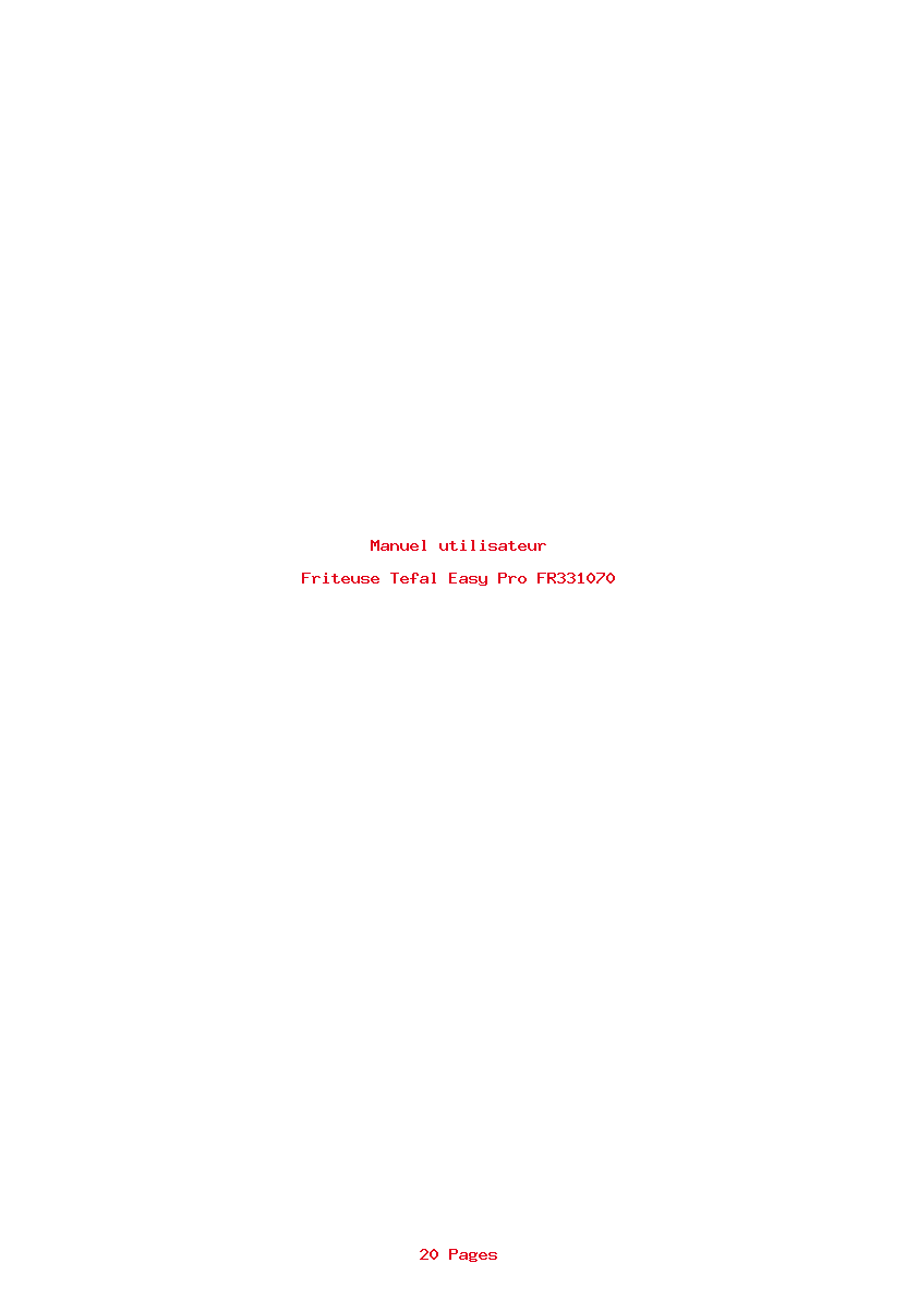 Page 1 de la notice Manuel utilisateur Tefal Easy Pro FR331070