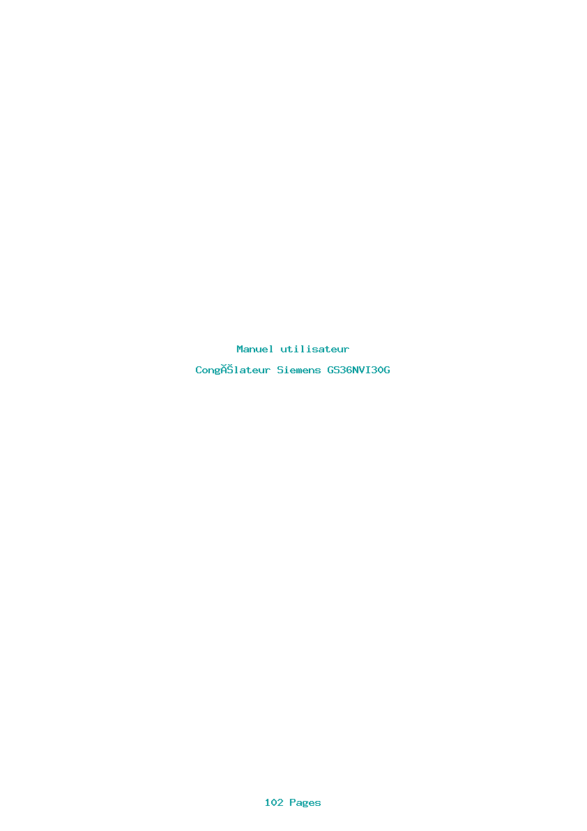 Page 1 de la notice Manuel utilisateur Siemens GS36NVI30G