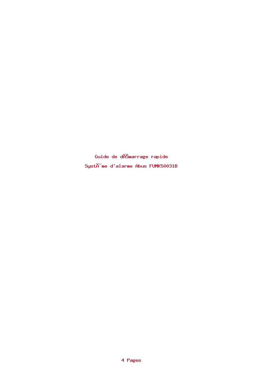 Page 1 de la notice Guide de démarrage rapide Abus FUMK50031B