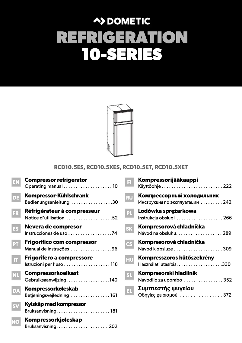 Page 1 de la notice Manuel utilisateur Dometic RCD 10.5ET