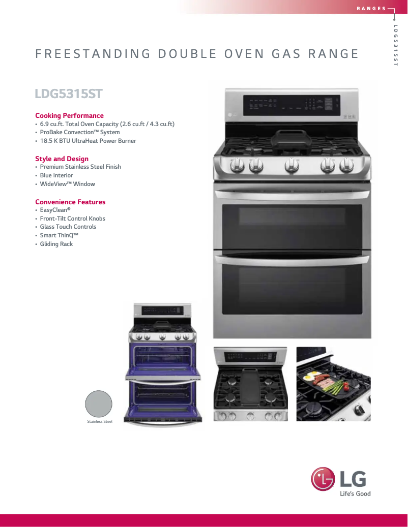 Page 1 de la notice Fiche technique LG LDG5315ST