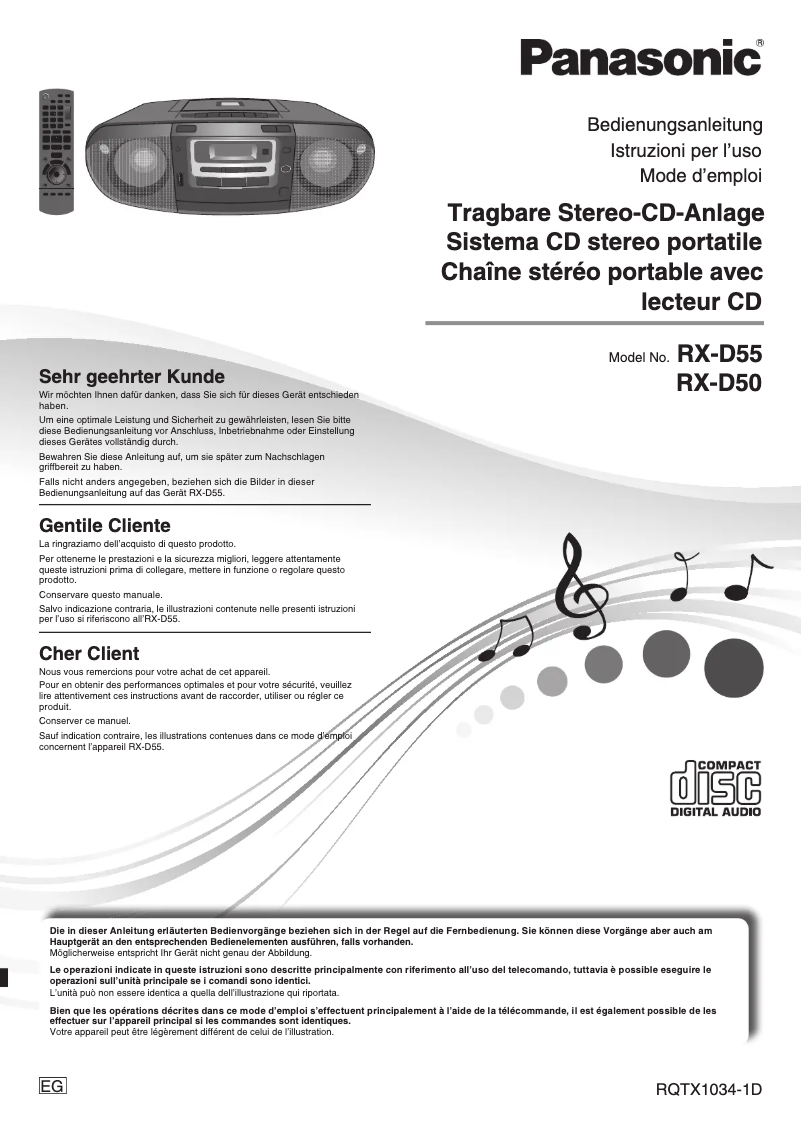 Page 1 de la notice Manuel utilisateur Panasonic RX-D55