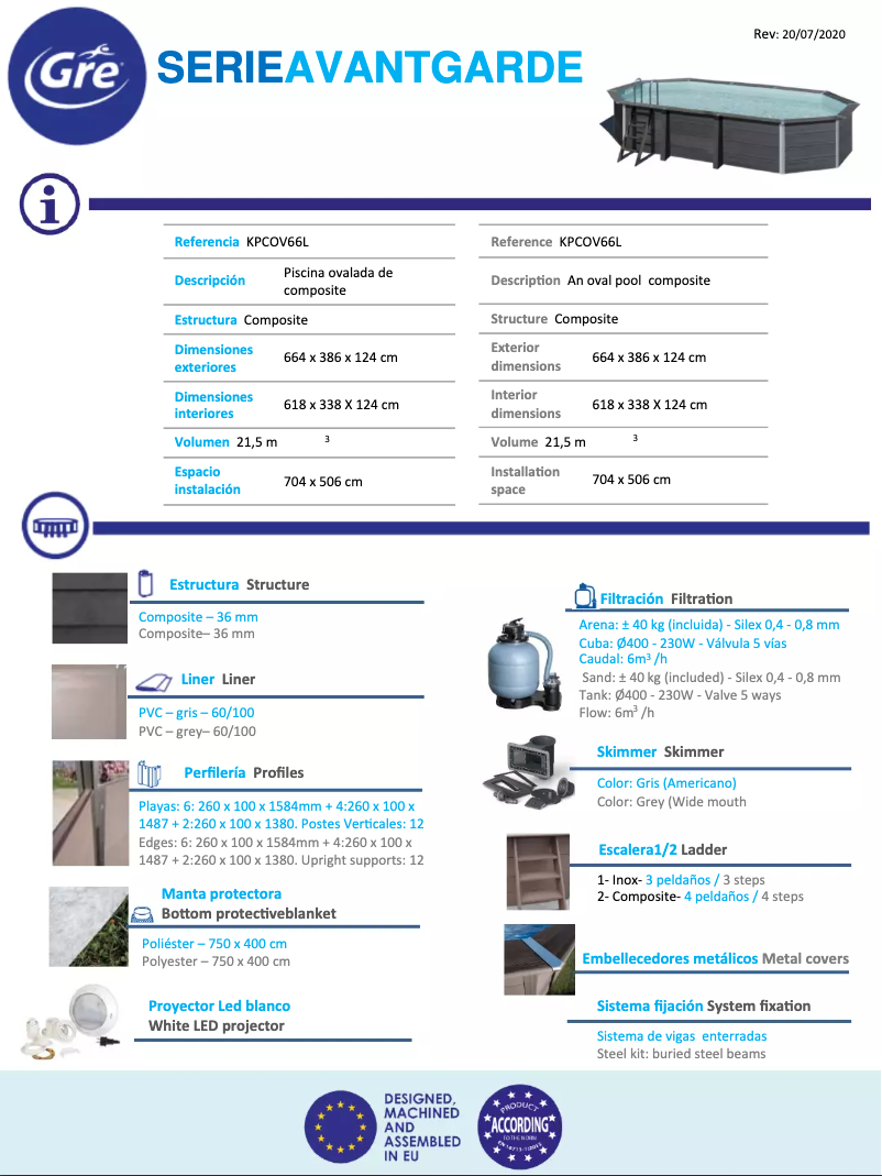 Page 1 de la notice Fiche technique Gre KPCOV66L