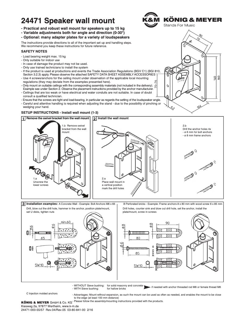 Page 1 de la notice Manuel utilisateur K&M 24471