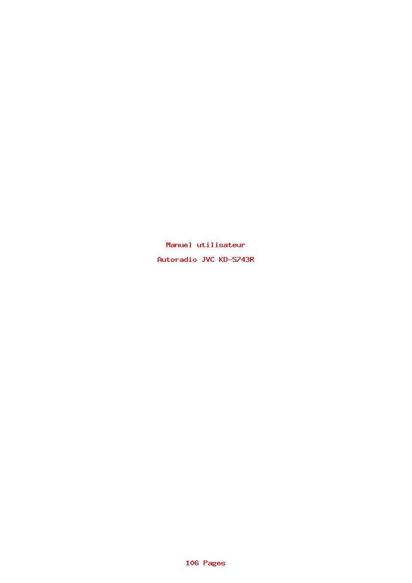 Page 1 de la notice Manuel utilisateur JVC KD-S743R