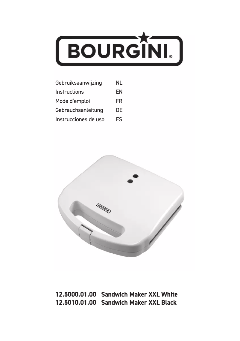 Page 1 of the manual User Manual Bourgini Sandwich Maker XXL