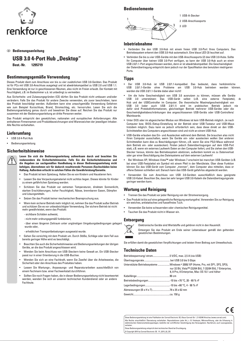 Page 1 de la notice Manuel utilisateur Renkforce RF-3887157