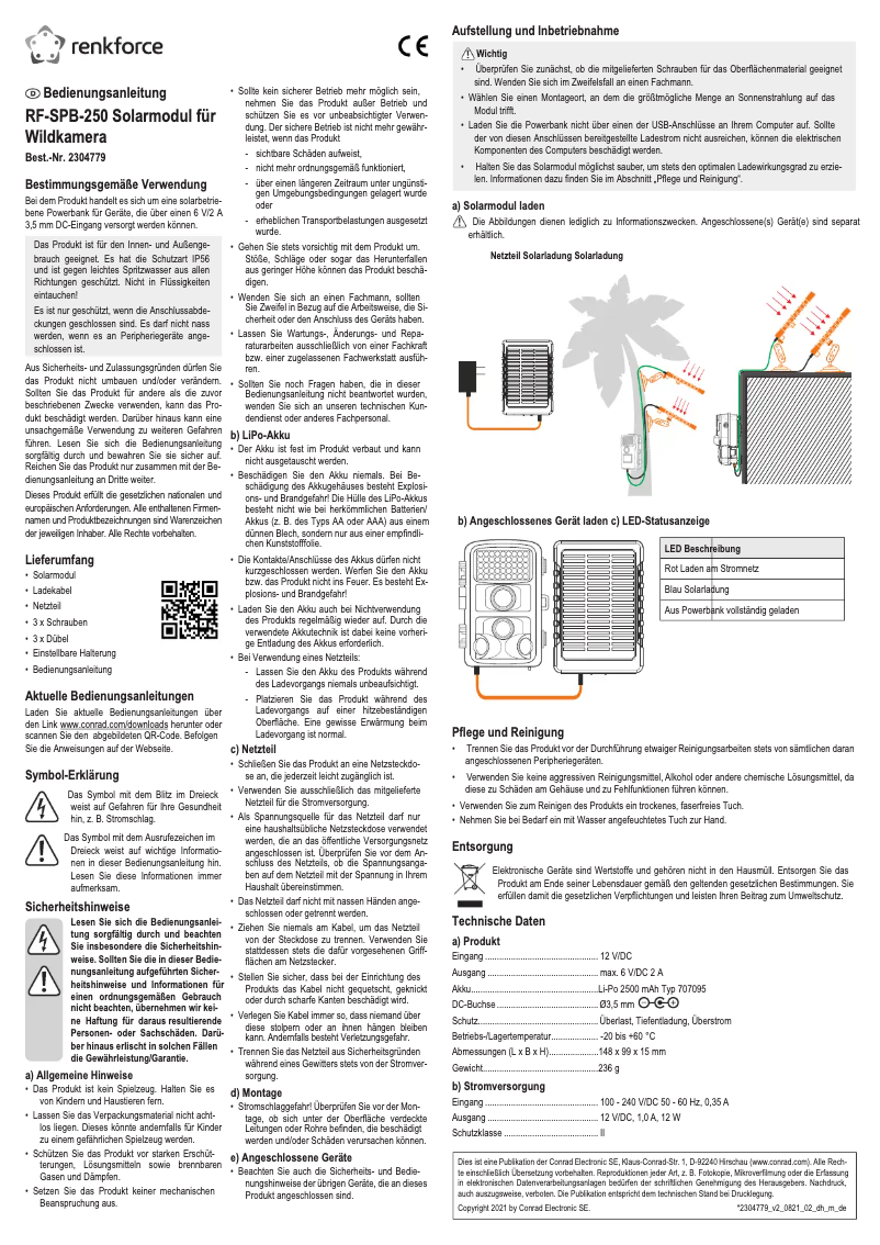 Page 1 de la notice Manuel utilisateur Renkforce RF-SPB-250