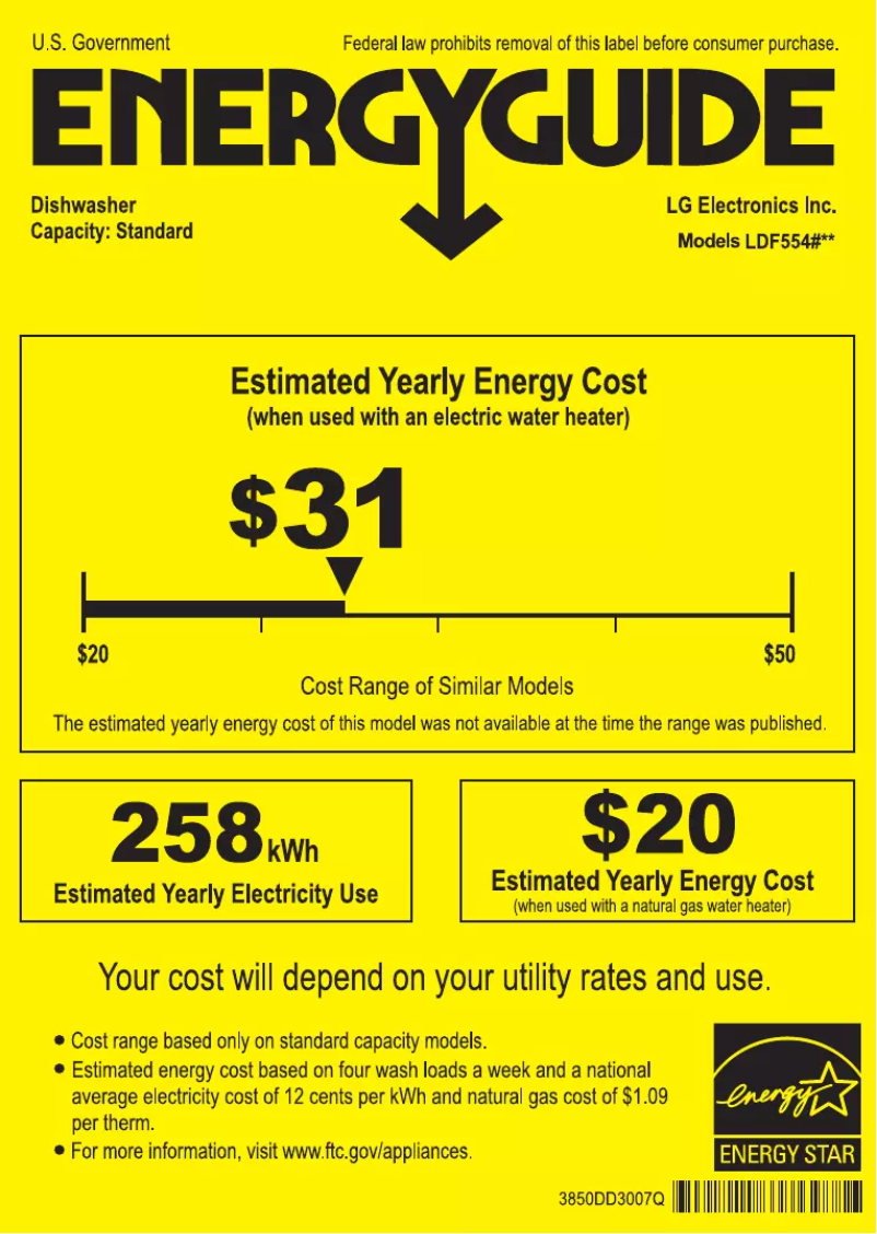 Page 1 of the manual Energy Label LG LDF5545BD