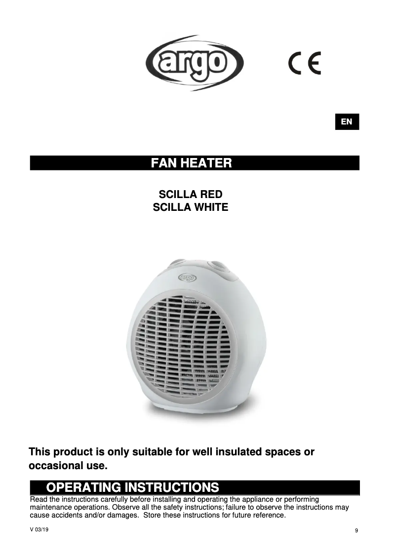 Page 1 de la notice Manuel utilisateur Argoclima Scilla