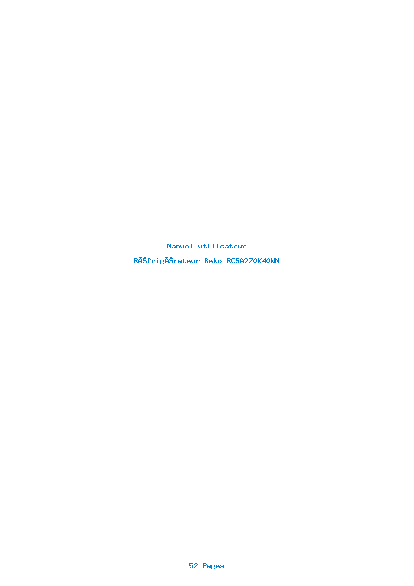 Page 1 de la notice Manuel utilisateur Beko RCSA270K40WN