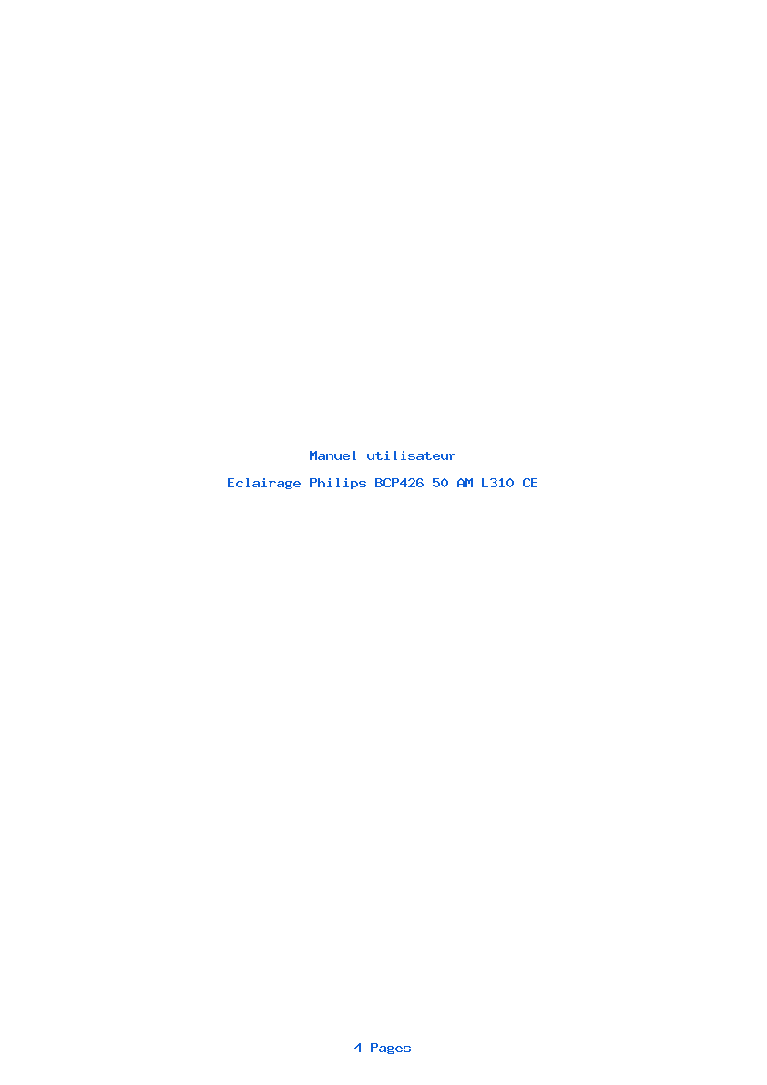 Page 1 de la notice Manuel utilisateur Philips BCP426 50 AM L310 CE