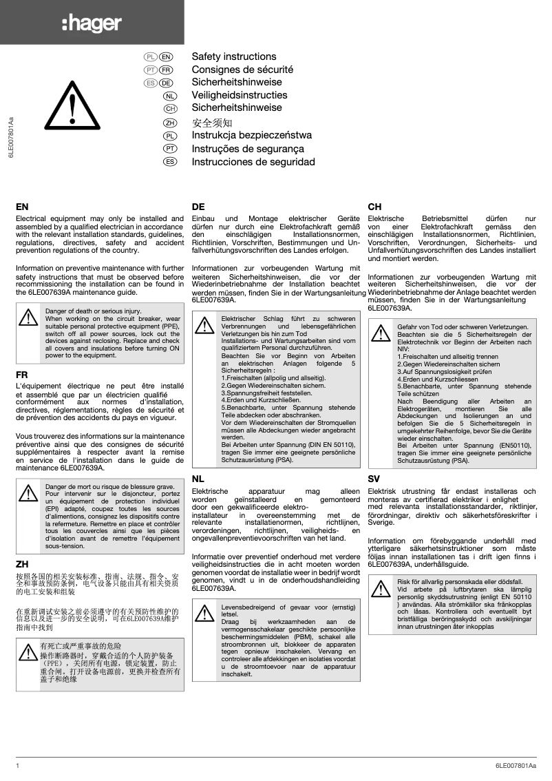 Página 1 del manual Manual de usuario Hager HW1W404DS