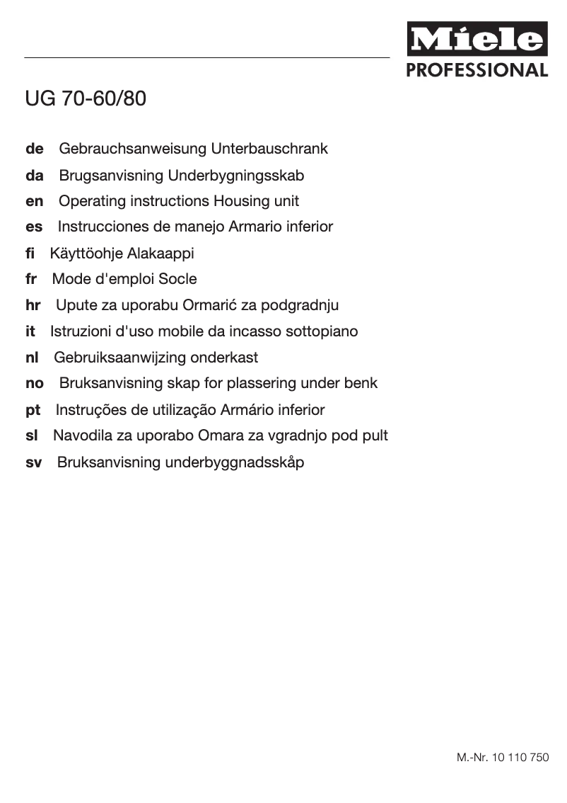 Página 1 del manual Manual de usuario Miele UG 70-60/80