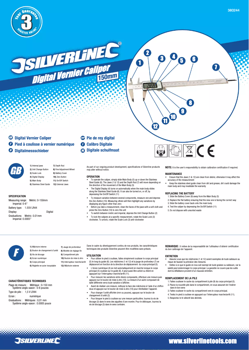 Page 1 of the manual User Manual Silverline 380244