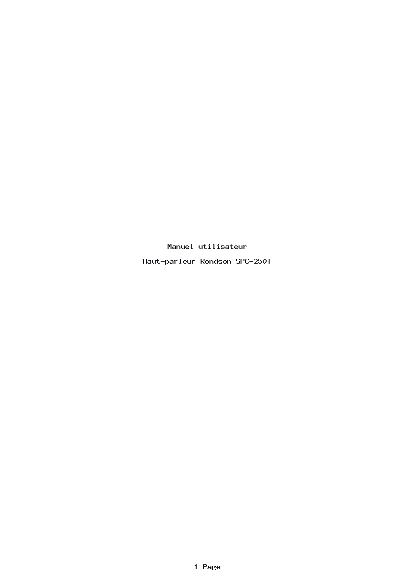 Page 1 de la notice Manuel utilisateur Rondson SPC-250T