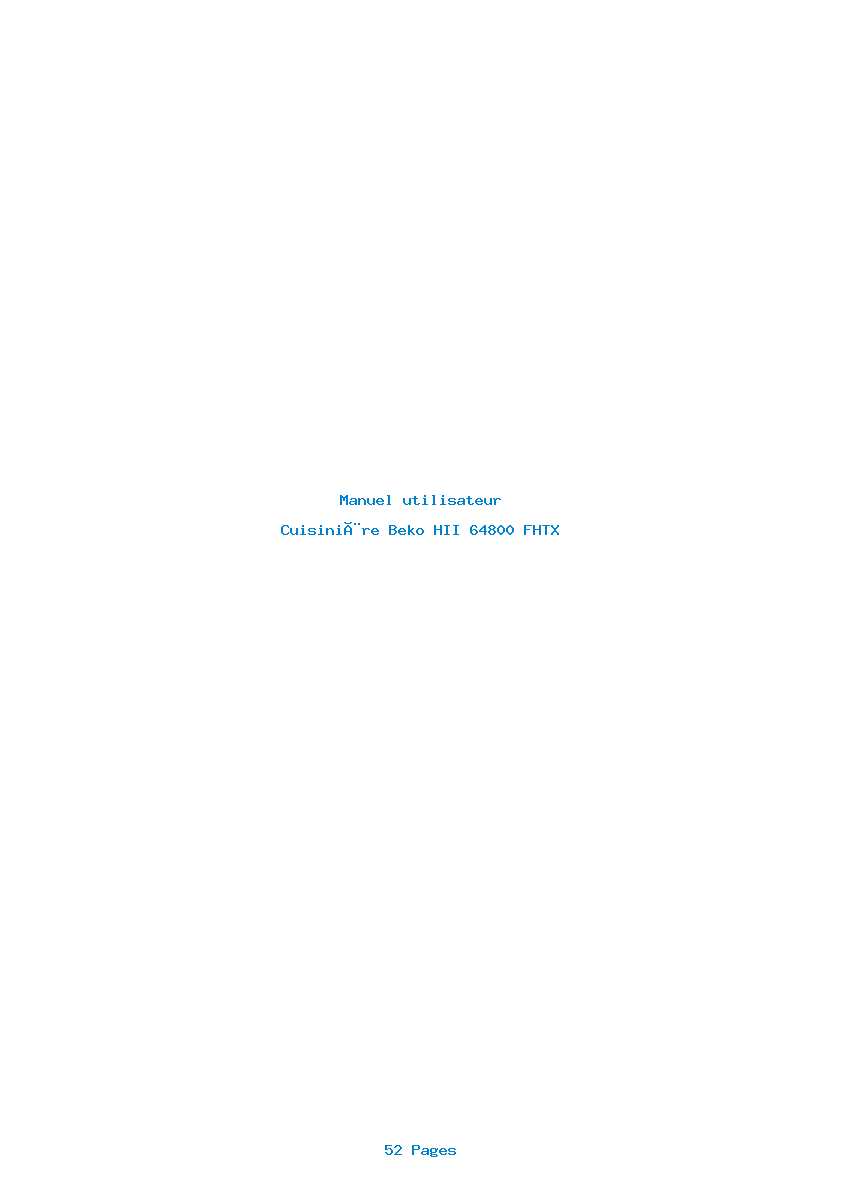 Page 1 de la notice Manuel utilisateur Beko HII 64800 FHTX