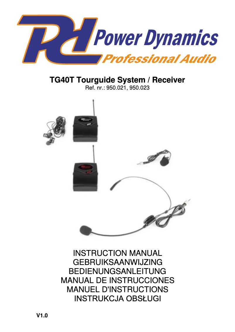 Page 1 de la notice Manuel utilisateur Power Dynamics TG40T