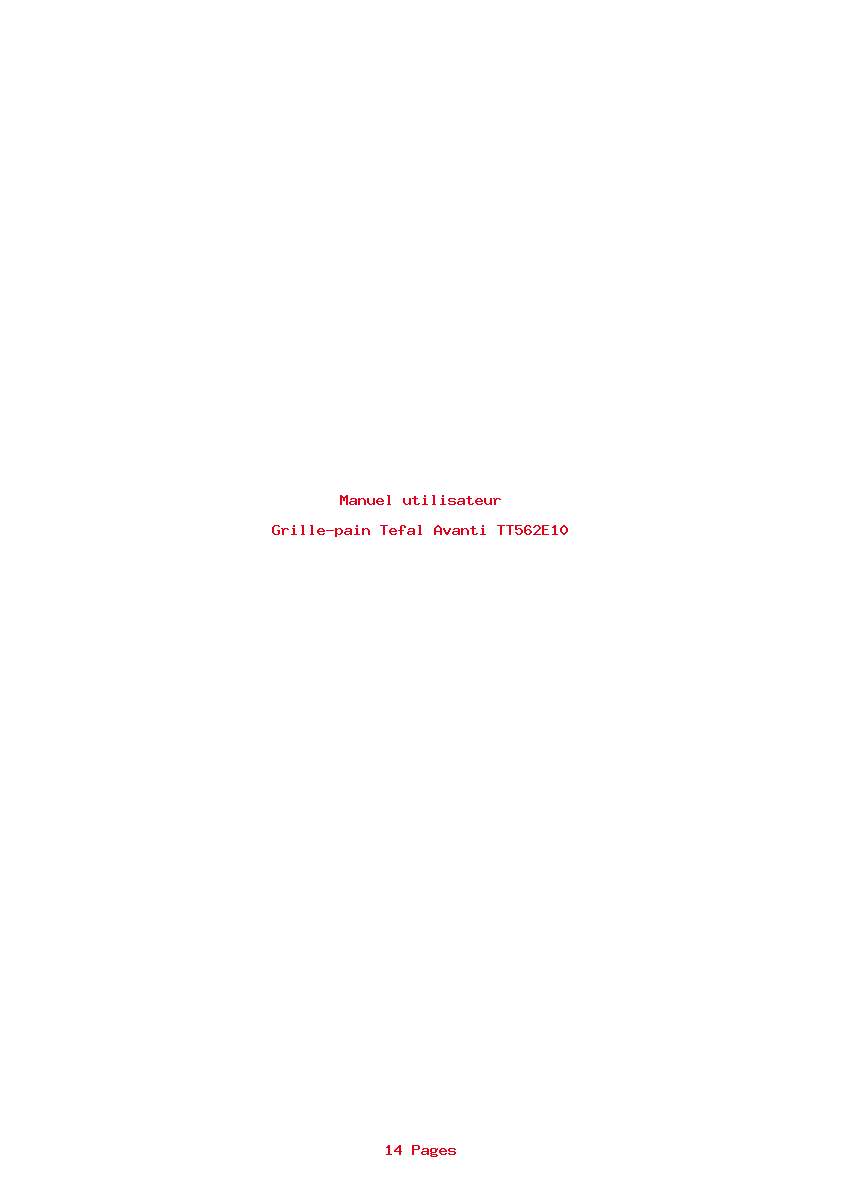 Page 1 de la notice Manuel utilisateur Tefal Avanti TT562E10