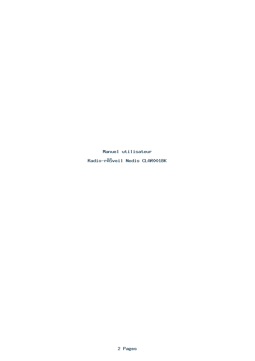 Page 1 de la notice Manuel utilisateur Nedis CLAR001BK