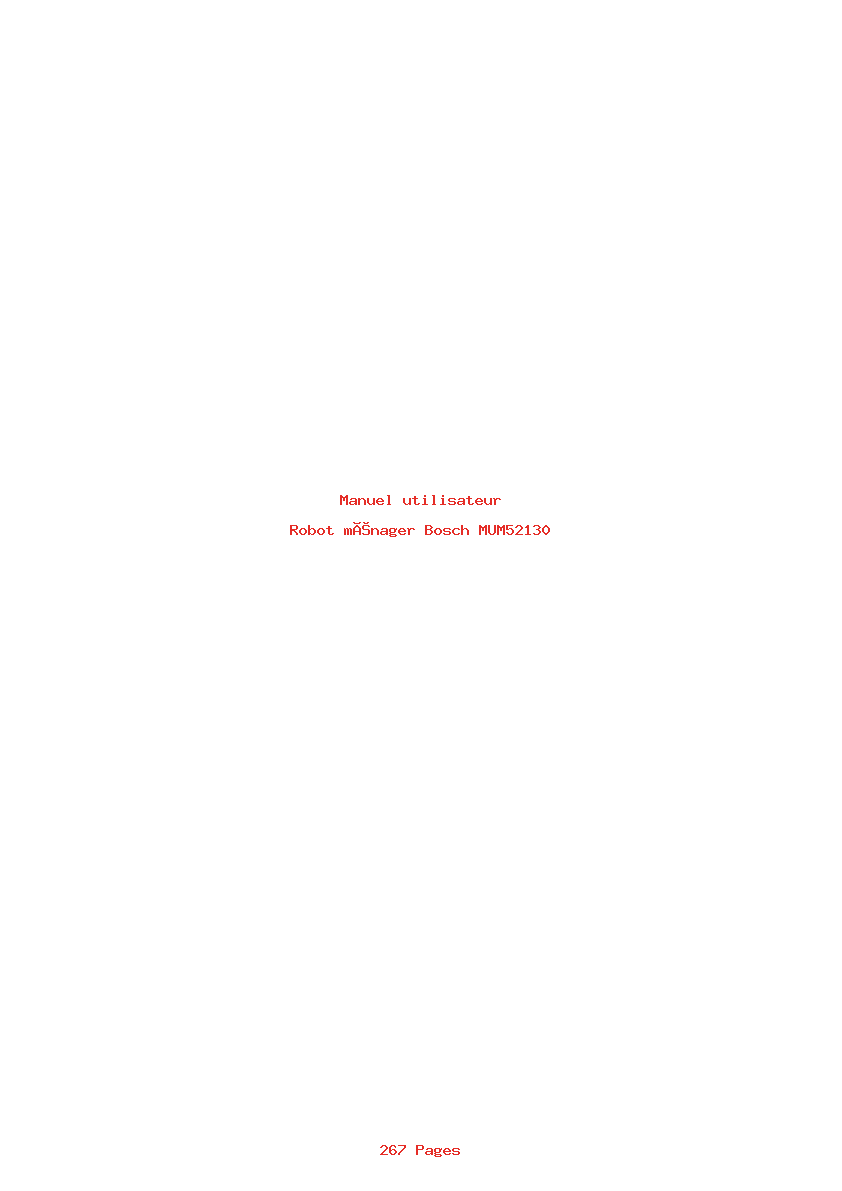 Page 1 de la notice Manuel utilisateur Bosch MUM52130