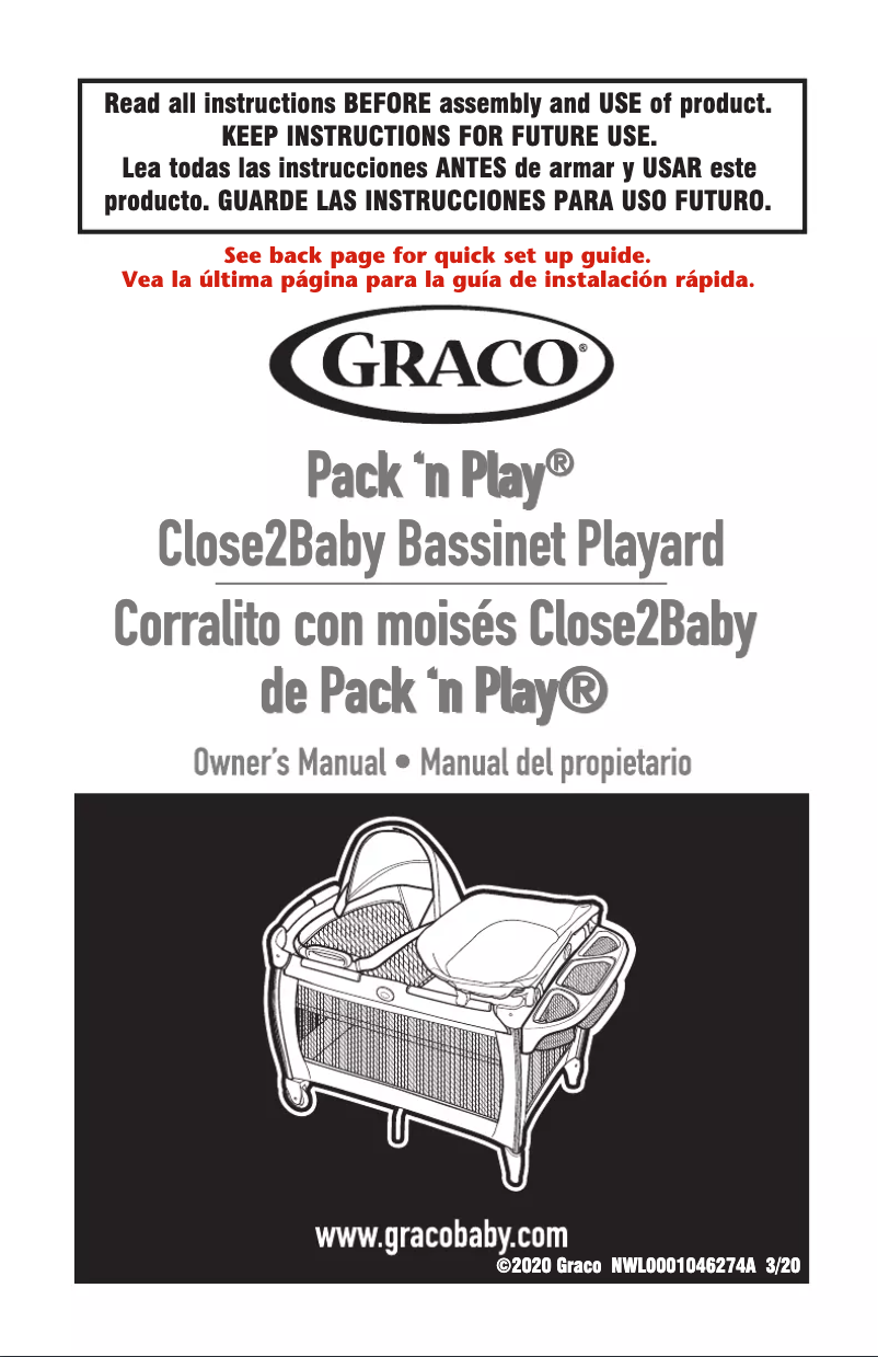 Page 1 of the manual User Manual Graco Pack 'n Play Close2Baby