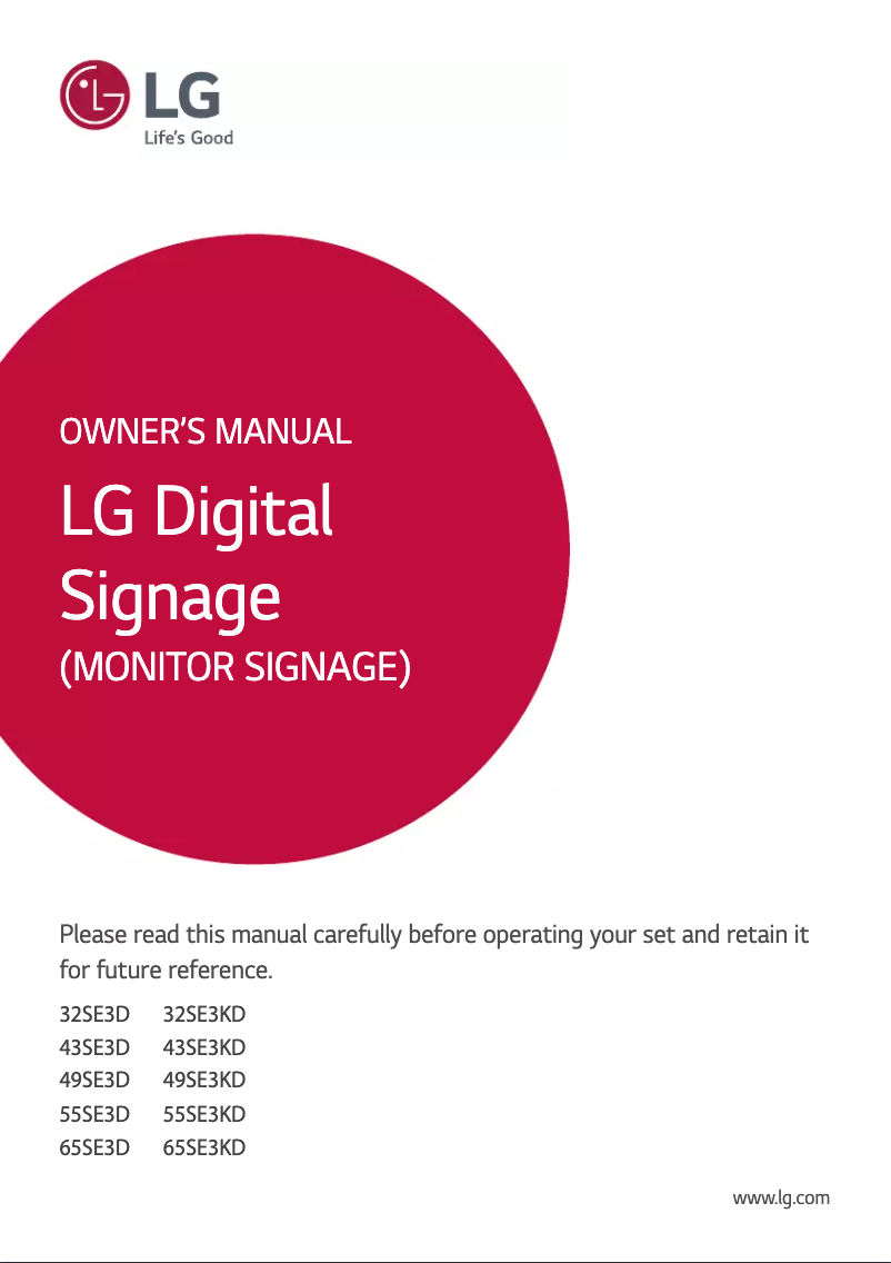 Page 1 de la notice Manuel utilisateur LG 65SE3DB