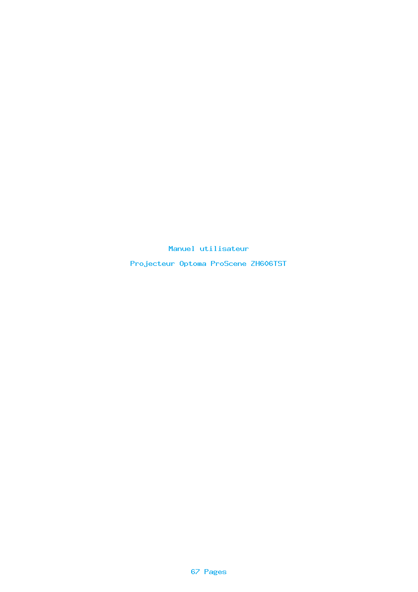 Page 1 de la notice Manuel utilisateur Optoma ProScene ZH606TST