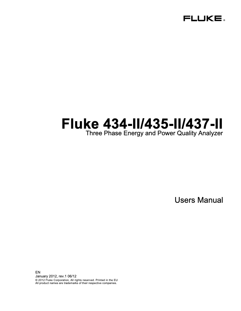 Page 1 de la notice Manuel utilisateur Fluke 434-II