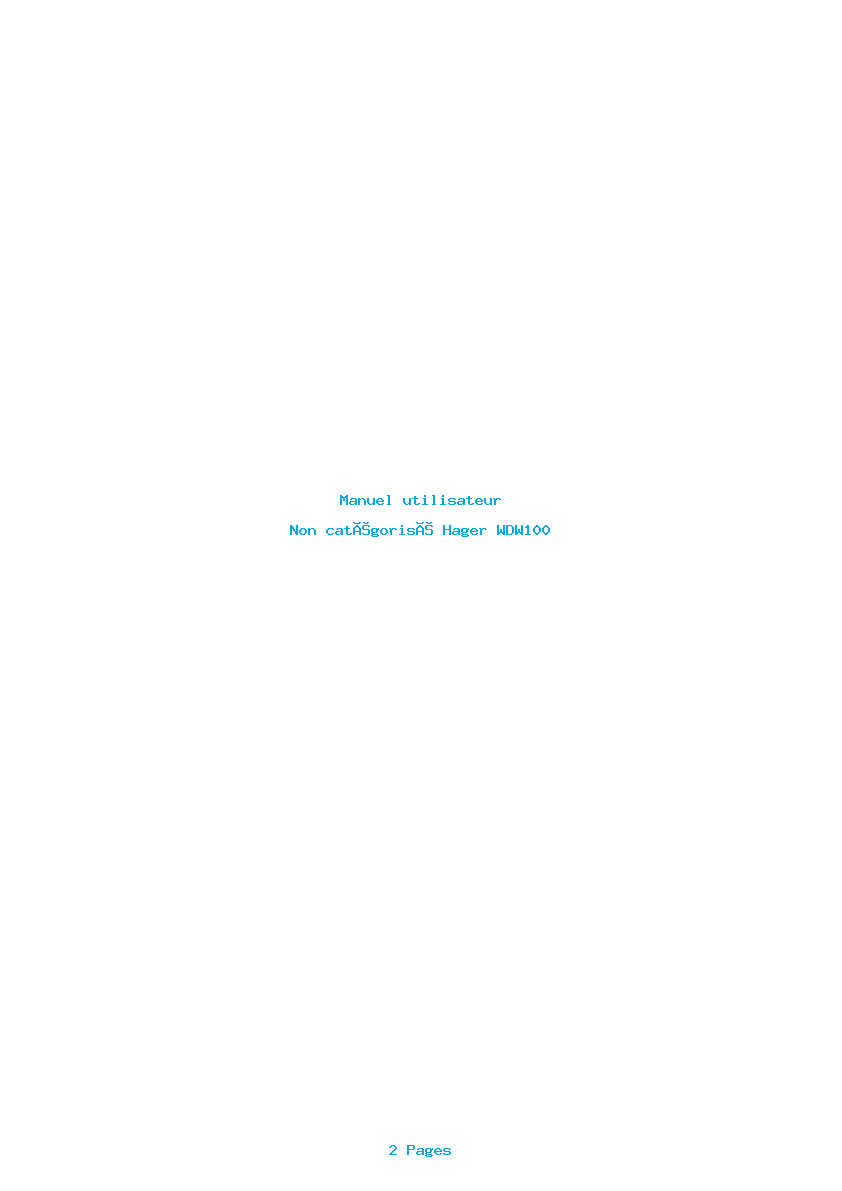 Page 1 de la notice Manuel utilisateur Hager WDW100