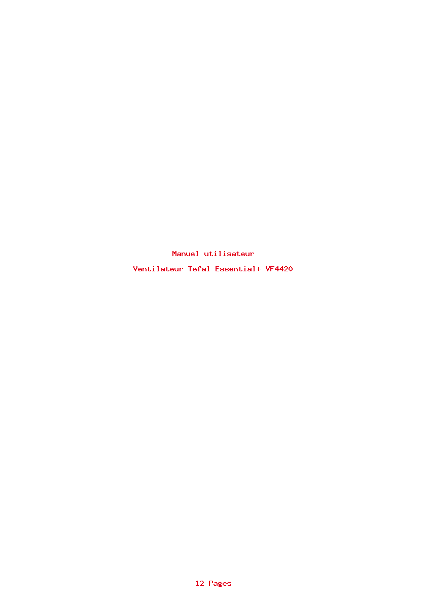 Page 1 de la notice Manuel utilisateur Tefal Essential+ VF4420