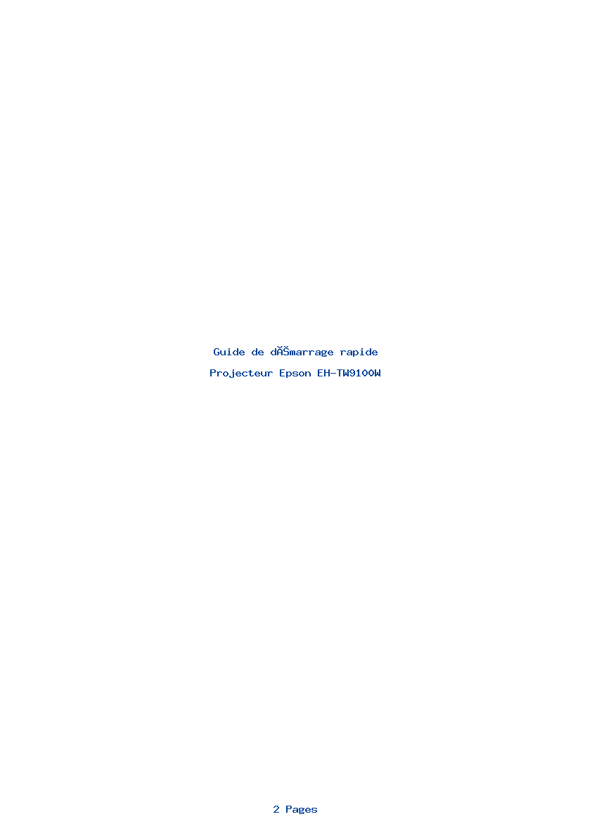 Image de la première page du manuel de l'appareil EH-TW9100W