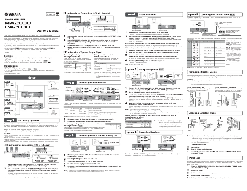 Page 1 de la notice Manuel utilisateur Yamaha MA2030