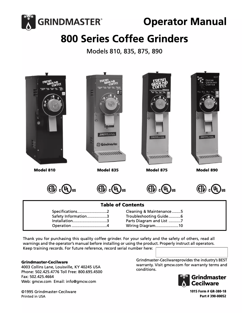 Page 1 de la notice Manuel utilisateur Cecilware 890