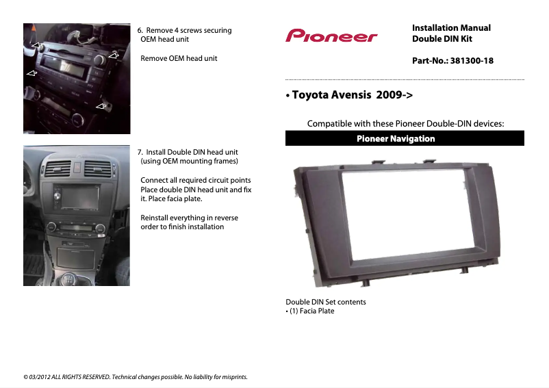 Page 1 de la notice Manuel utilisateur Pioneer 381300-18