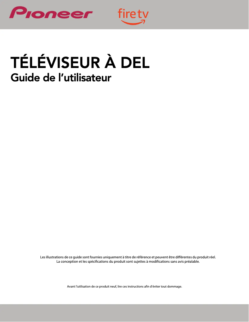 Page 1 de la notice Manuel utilisateur Pioneer PN43951-22C