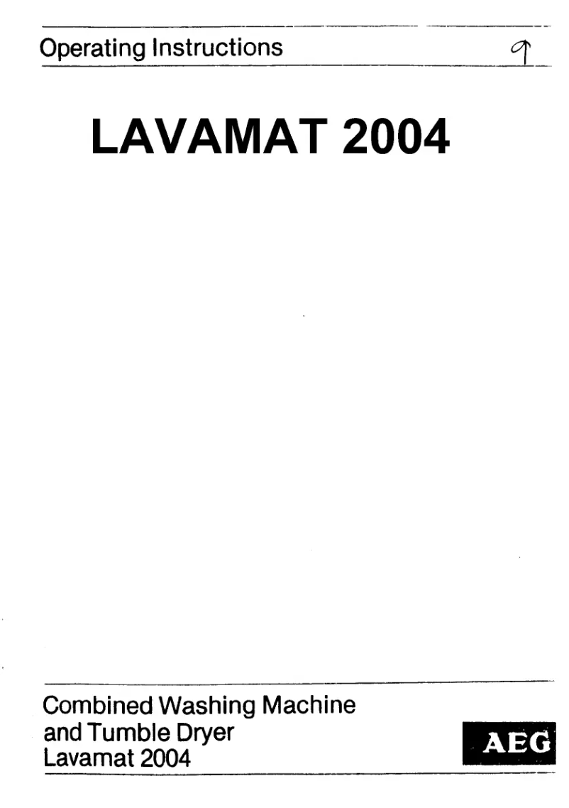 Page 1 de la notice Manuel utilisateur AEG Lavamat 2004