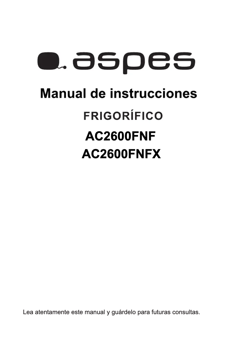 Page 1 of the manual User Manual Aspes AC2600FNFX