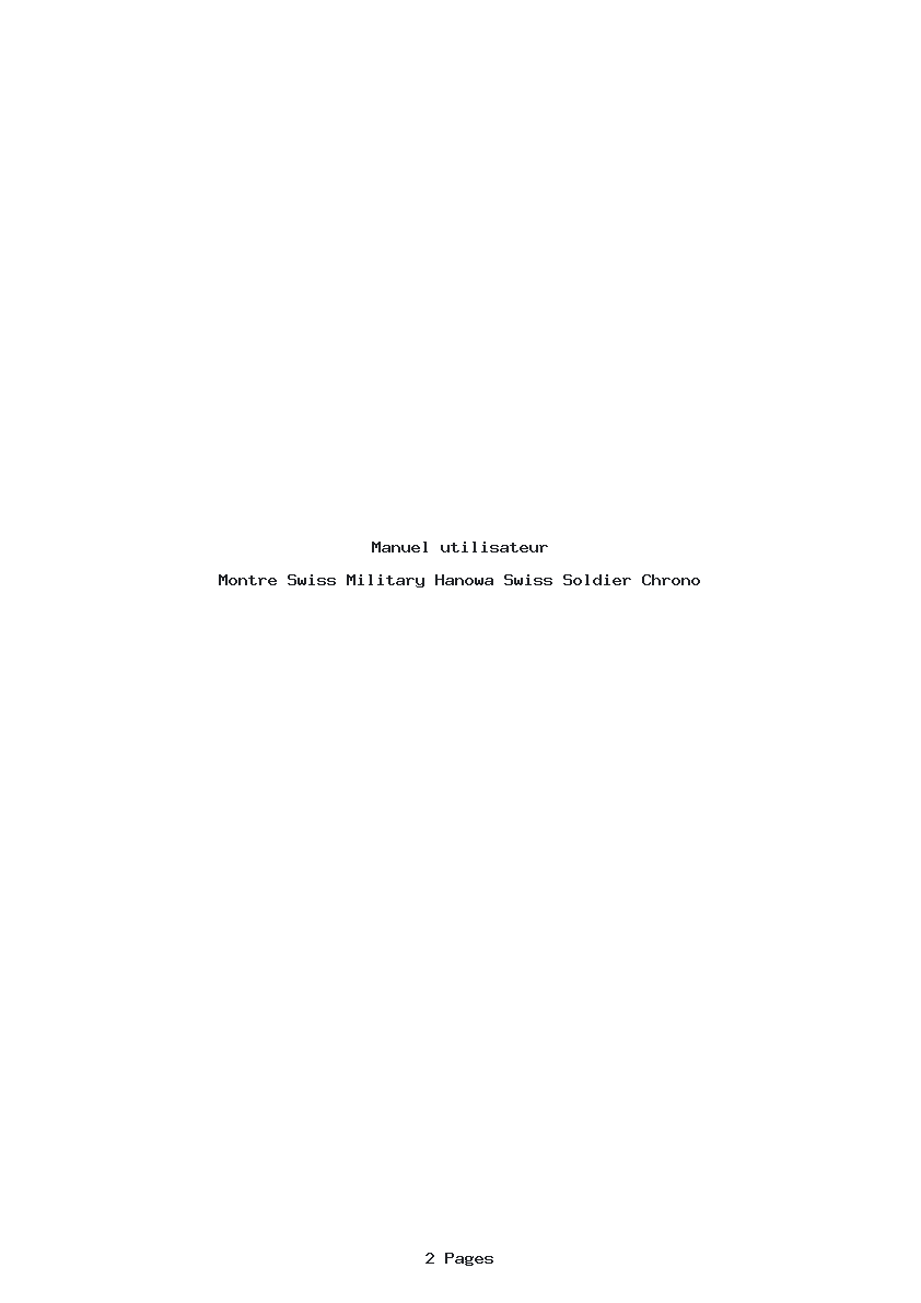 Page 1 de la notice Manuel utilisateur Swiss Military Hanowa Swiss Soldier Chrono